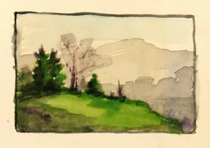 Wilder, French Mountain Landscape Watercolor