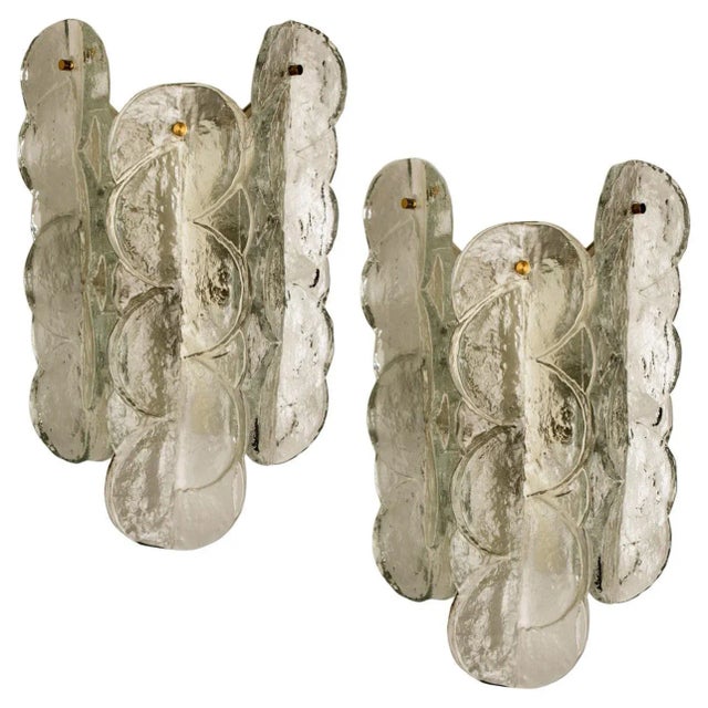 Citrus Swirl Clear Glass Wall Lights or Sconces by J.T. Kalmar, 1969, Set of 2 For Sale - Image 15 of 15