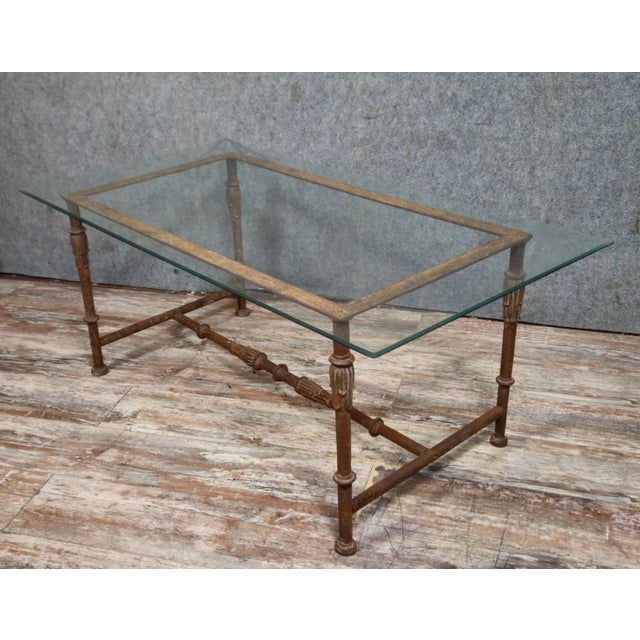 Console Table in Wrought Iron with Glass Top For Sale - Image 4 of 8