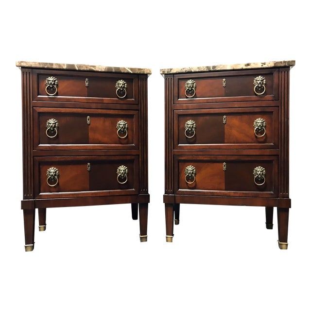 Hekman Mahogany & Granite Top Nightstands A Pair Chairish