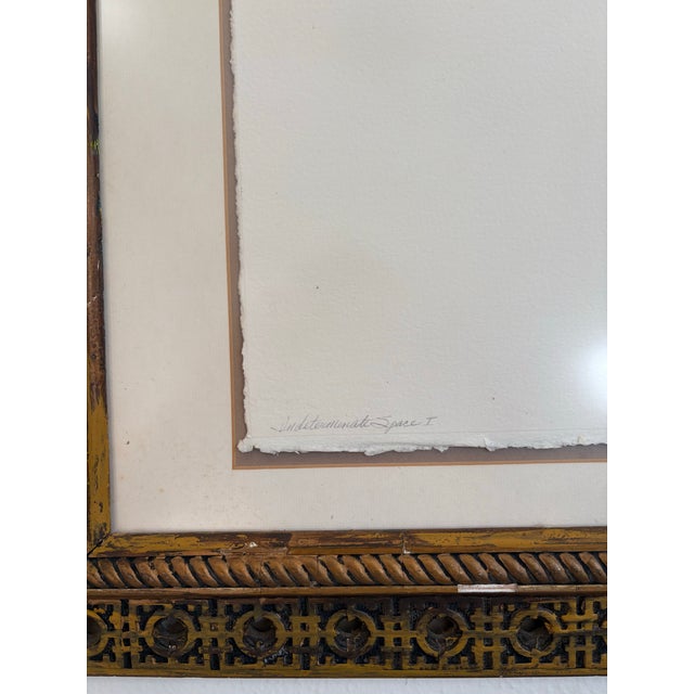 White 1982 Trompe L’oeil Piece Titled “Indeterminate Space I” in an Antique Hatchwork Frame For Sale - Image 8 of 8