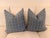 Contemporary accent pillow featuring a tailored windowpane plaid design in a soft dusty blue and ivory linen blend fabric....