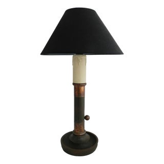 Arts and Crafts Table Lamp in Copper & Wood, 1920s For Sale