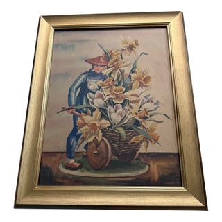 1920s Cochet Pastel Print 1960s 19x15 Framed For Sale