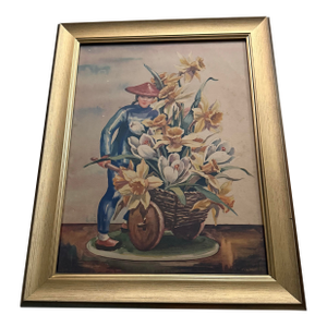 1920s Cochet Pastel Print 1960s 19x15 Framed