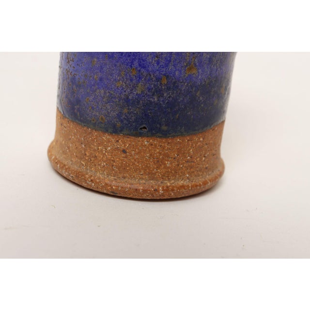 Vintage Studio Pottery Indigo "Thyme" Herb Cylindrical Vessel by Deanna Nichols For Sale - Image 13 of 16