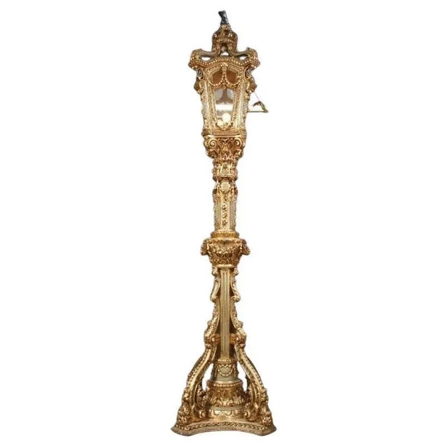 Large Louis XV Style Beech Lantern Floor Lamp For Sale - Image 10 of 10