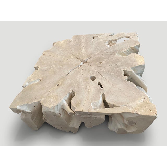 2010s Andrianna Shamaris Impressive Bleached Teak Wood Coffee Table or Console For Sale - Image 5 of 18