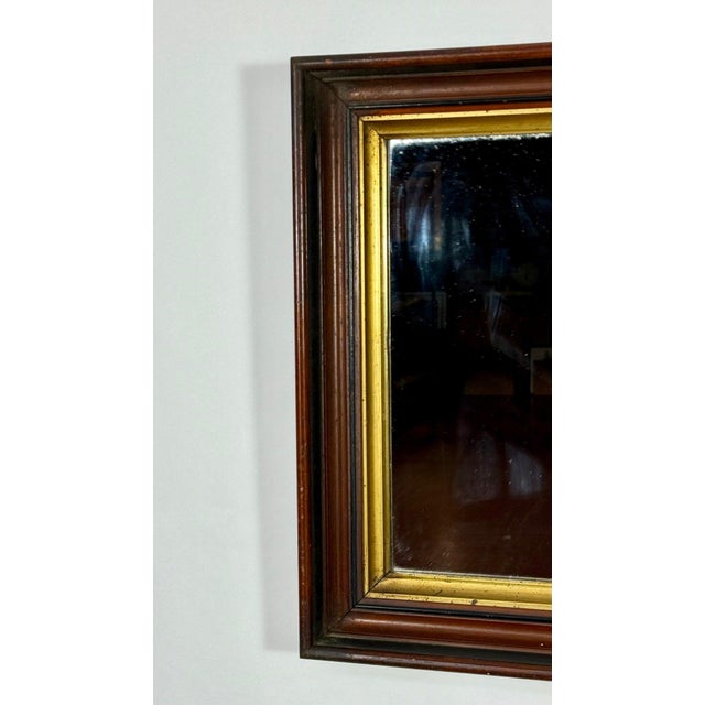 Antique American Victorian Walnut Mirror With Gilt Trim For Sale In Portland, ME - Image 6 of 9