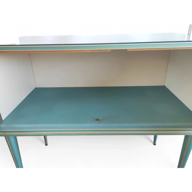 Teal Vintage Petrol Green Two-Door Buffet Cabinet, 1950s For Sale - Image 8 of 12