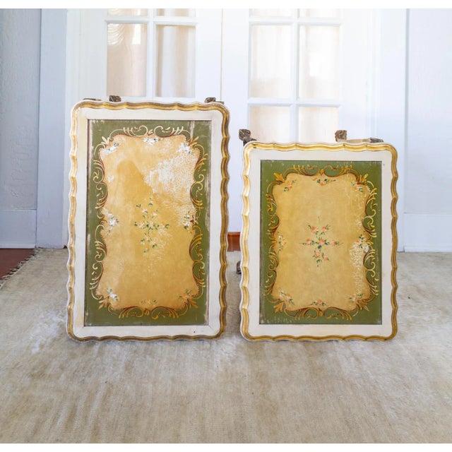 Goldenrod 1930s French Louis XV Style Hand Painted Nesting Tables For Sale - Image 8 of 12