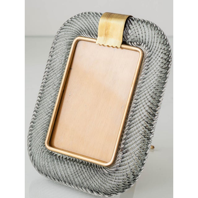 Murano Glass and Brass Picture Frame in Smoke Grey Fumé Torchon from Barovier & Toso For Sale - Image 9 of 15
