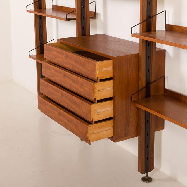 Mid-Century Modern Italian Teak Wall Unit, 1960s For Sale - Image 9 of 16