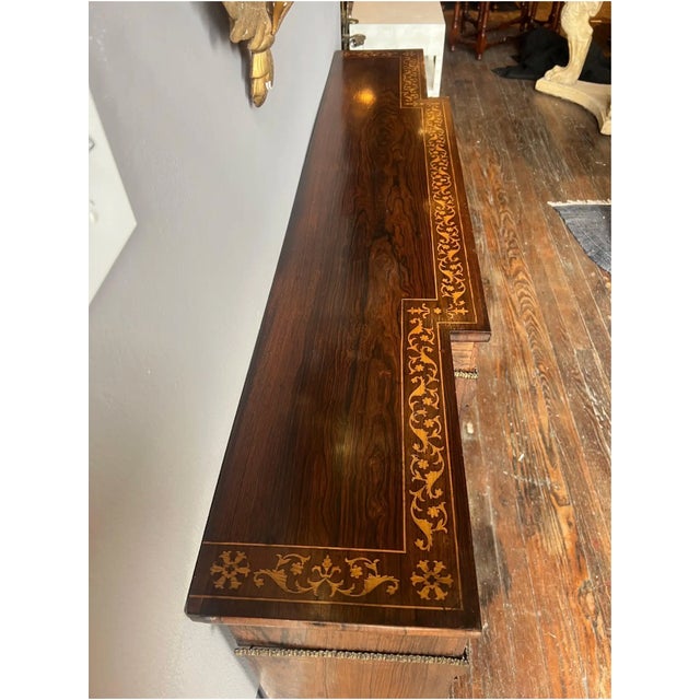 19th Century English Regency Inlaid Rosewood Breakfront Bookcase Cabinet For Sale In Richmond - Image 6 of 8