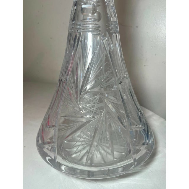 1980s Huge Vintage American Brilliant Cut Clear Crystal Liquor Wine Decanter Glass For Sale - Image 5 of 10