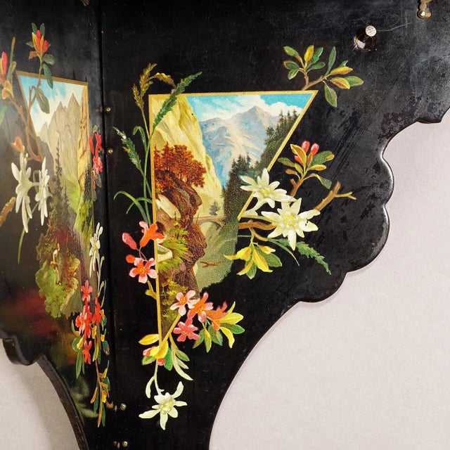 Antique Victorian Papier-Mâché Wall Shelve With Edelweiss Decoration For Sale - Image 4 of 11