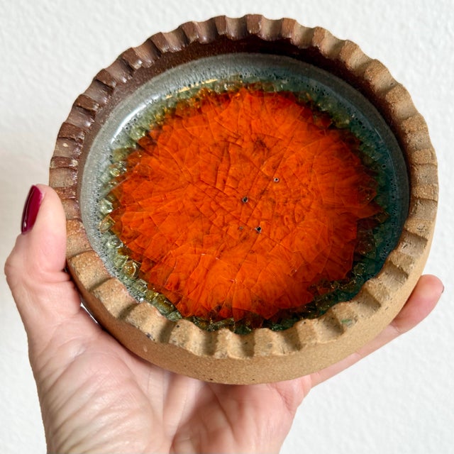 Mid Century Modern Signed Ceramic Robert Maxwell Ashtray W Blenko Glass VINTAGE AWESOME ashtray made by Robert Maxwell...