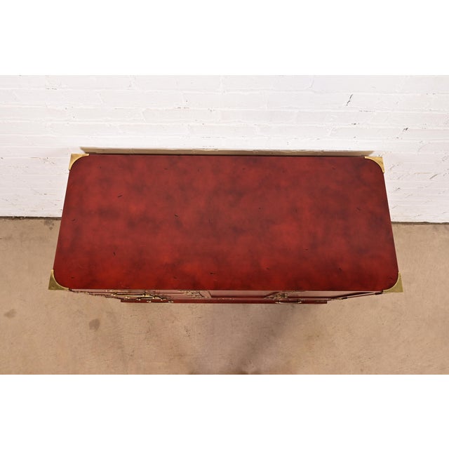 Century Furniture Hollywood Regency Chinoiserie Red Lacquered Commode or Chest of Drawers, Circa 1970s For Sale - Image 10 of 13