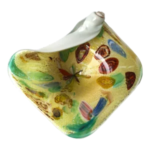 Yellow Italian Murano Millefiori Art Glass Bowl