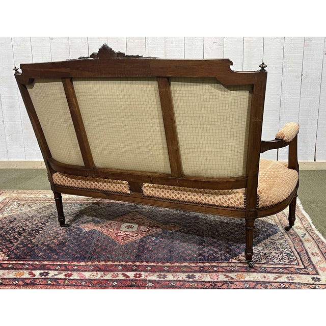 Brown Louis XVI Style Bench in Walnut For Sale - Image 8 of 17