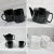 1982 Modern to Postmodern Copco Black & White Glazed Ceramic Teapot & 4 Mugs by Sam Lebowitz For Sale - Image 9 of 12