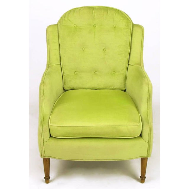 Chartreuse YellowGreen Velvet Regency Lounge Chairs a Pair Chairish
