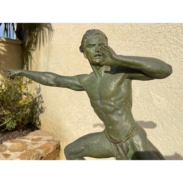 Spelter and Marble Sculpture by Jean De Roncourt, 1930 For Sale - Image 4 of 11