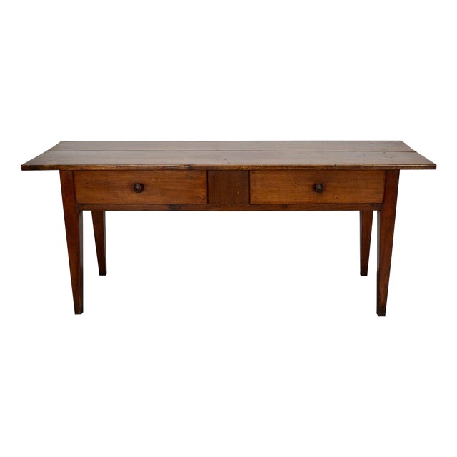 19th Century Rustic Farmhouse French Fruitwood Side Table For Sale