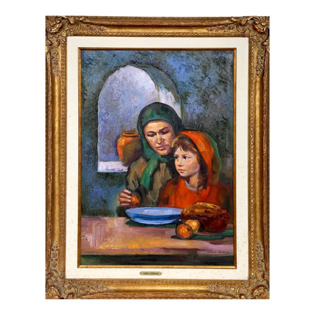 Sandu Liberman, Mother and Daughter, Oil on Canvas For Sale