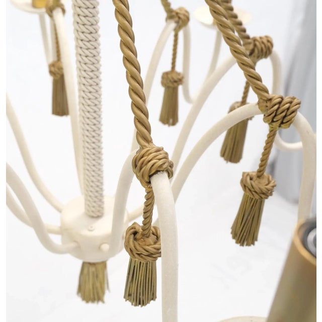 Metal Metal Tassels & Twisted Rope Motive 8 Candles Light Fixture Chandelier For Sale - Image 7 of 13