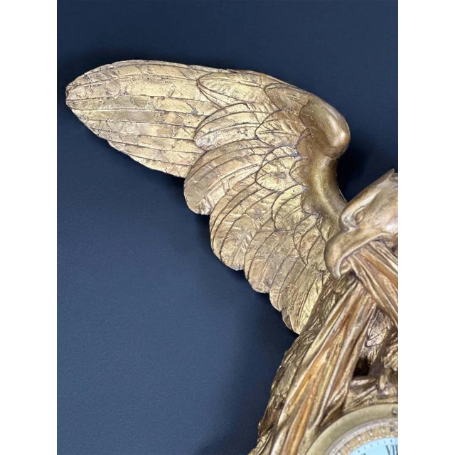 Traditional 19th Century Austrian Empire Gilt-Wood Wall Clock For Sale - Image 3 of 7