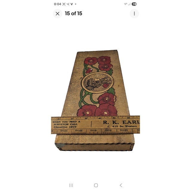 Antique Art Nouveau Pyrography Box With Native American Maiden Motif, c.1910 For Sale - Image 13 of 15