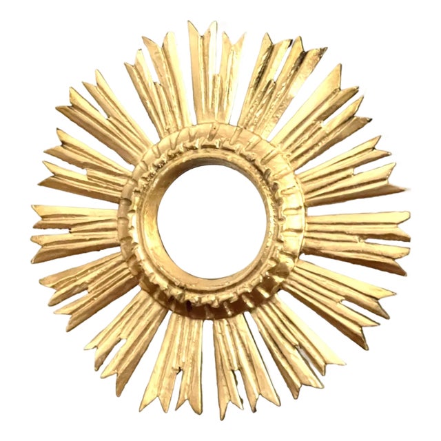 Gilded Wooden Sunburst Mirror, 1980s For Sale