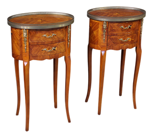 20th Century French Oval Bedside Tables, 1950s, Set of 2