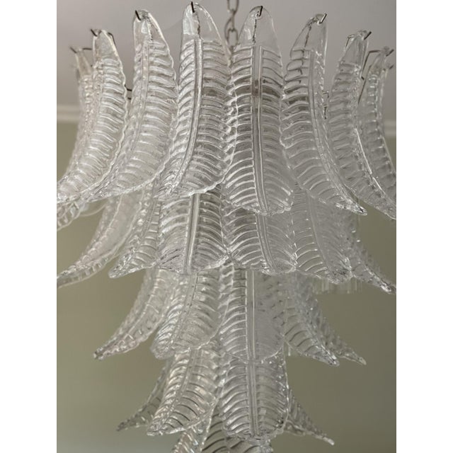 Murano Glass Feather Chandelier For Sale - Image 4 of 8