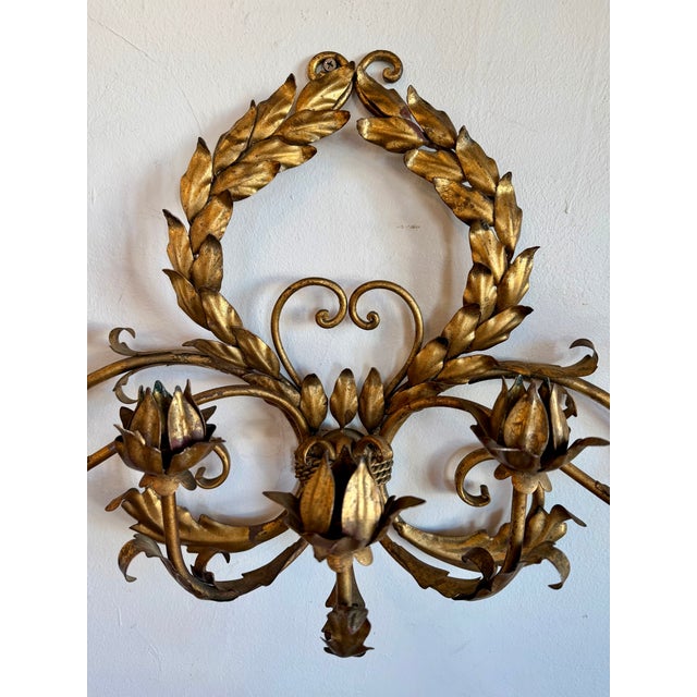 Mid 20th Century Italian Gilt Candelabra For Sale - Image 10 of 10