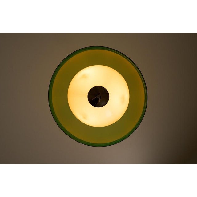 Gold Space Age Green Semi-Sphere Pendant with White Diffuser, 1970s For Sale - Image 8 of 10
