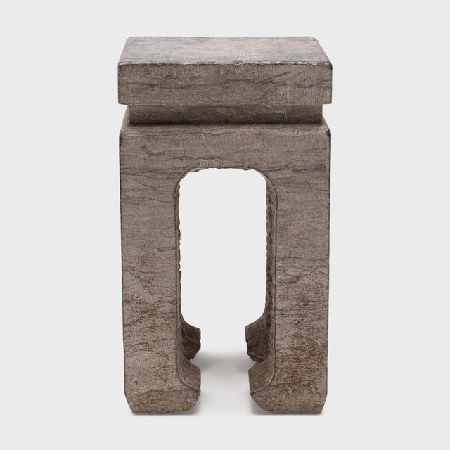 This minimalist stone pedestal exudes a quiet refinement and simplicity of form. Hand-carved of solid limestone, the...
