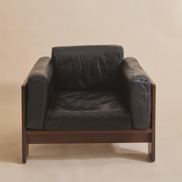 An Italian ‘Bastiano’ lounge chair designed by Afra & Tobia Scarpa for Gavina in the 1960s. Upholstered in rich black...