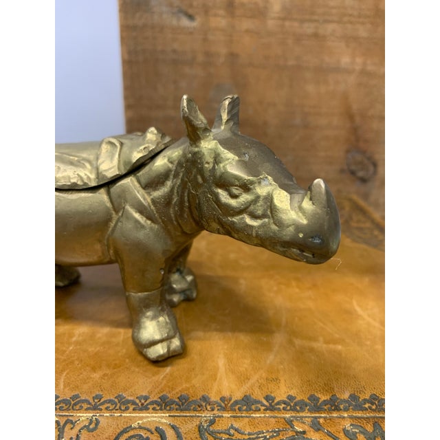 Metal Late 20th Century Brass Rhinoceros Box For Sale - Image 7 of 7
