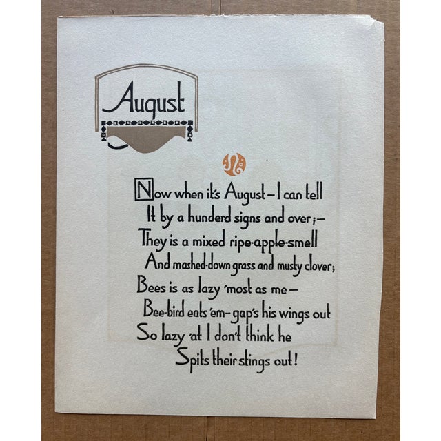 Art Deco Gustave Baumann "August" - "All the Year Round" Color Woodcut in 11x14 Mat, 1912 For Sale - Image 3 of 3