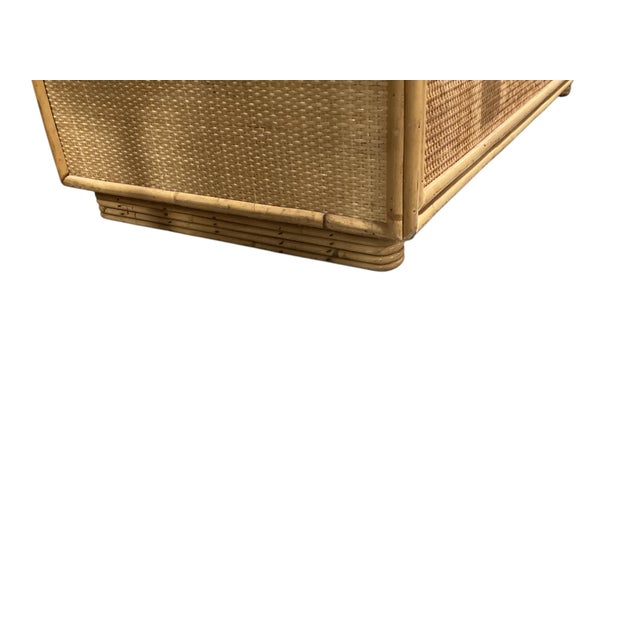 Mid Century Rattan and Pressed Cane Chest. Rattan framed chest with pressed cane insets.