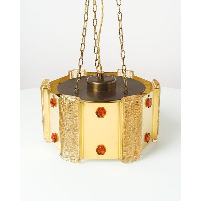 Metal Aladdin Lamp in Glass Blocks and Brass Elements from Vitrika, 1960s For Sale - Image 7 of 12