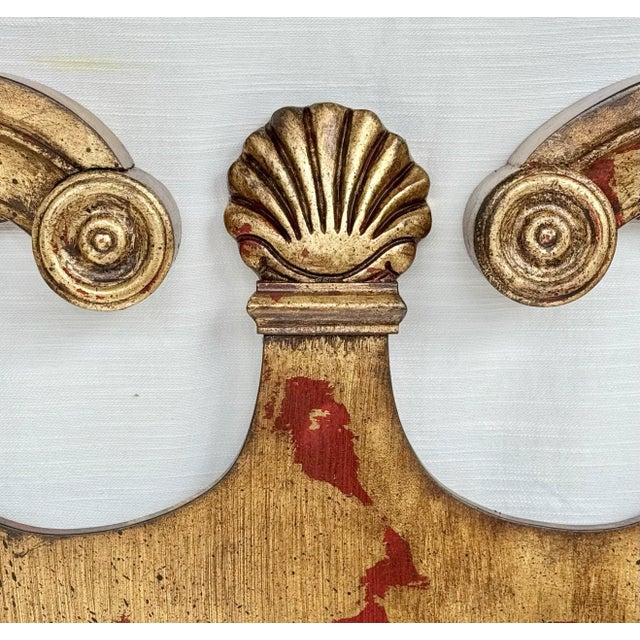 Vintage Regency Style Red Parcel Gilt Chippendale Wall Mirror - Newly Painted For Sale - Image 9 of 11