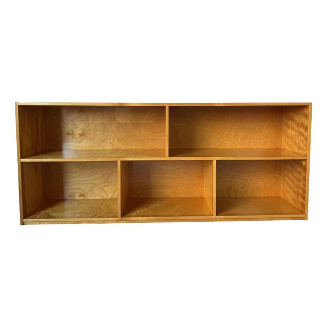 Vintage Solid Birch Wood Bookcase Shelf For Sale