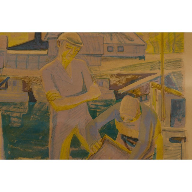 Helge Nielsen, Large Danish Harbour Workers 127/260, 1951, Lithograph For Sale - Image 4 of 12