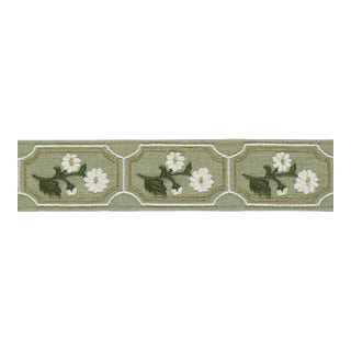 Schumacher Jolie Hand Embroidered Tape Trim in Green For Sale