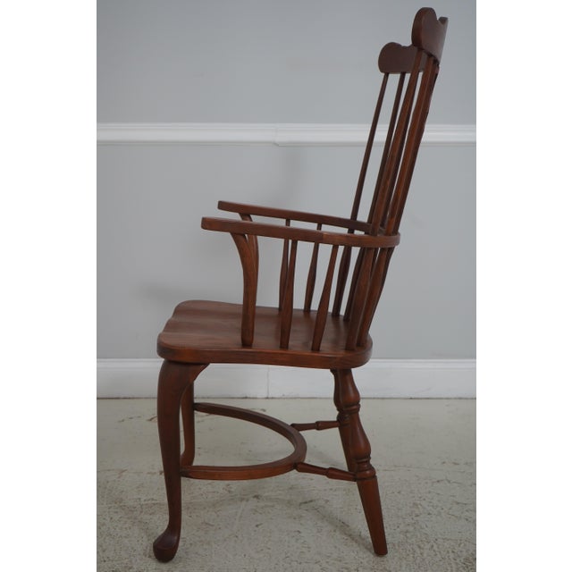 Traditional Set of 6 Solid Cherry Brace Back Windsor Chairs For Sale - Image 3 of 18
