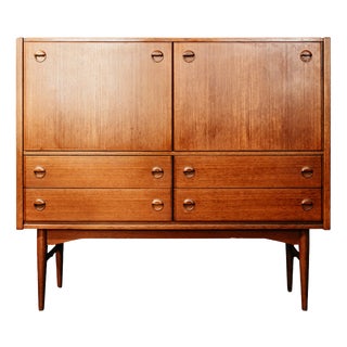 Scandinavian Teak Bar Cabinet with Integrated Secretary Desk, 1960s For Sale