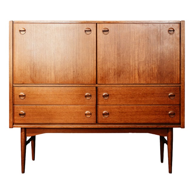 Scandinavian Teak Bar Cabinet with Integrated Secretary Desk, 1960s For Sale